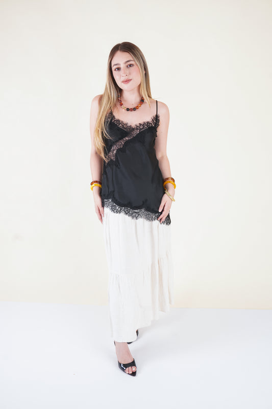 TOP SATIN NEGRO