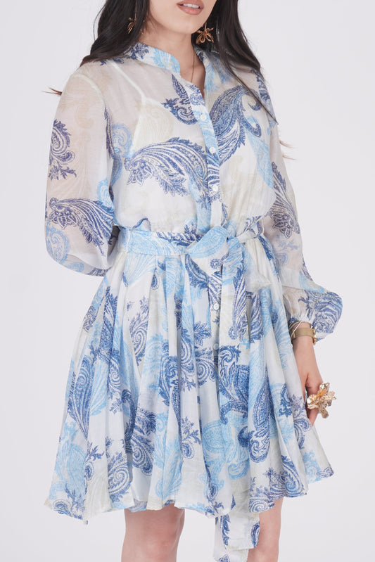 VESTIDO CORTO CON ESTAMPADO DE PORCELANA