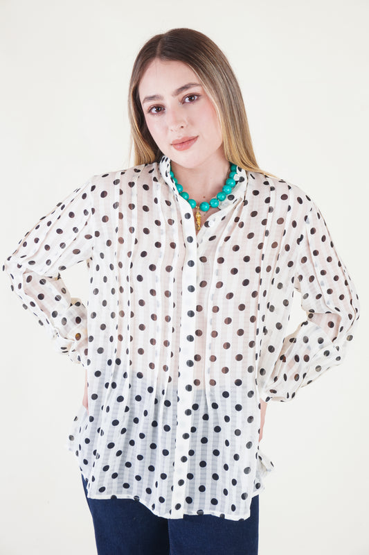 BLUSA PUNTOS BLANCA