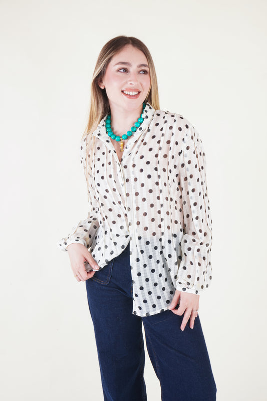 BLUSA PUNTOS BLANCA