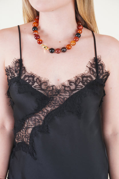 TOP SATIN NEGRO