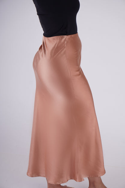FALDA SATINADA COBRE