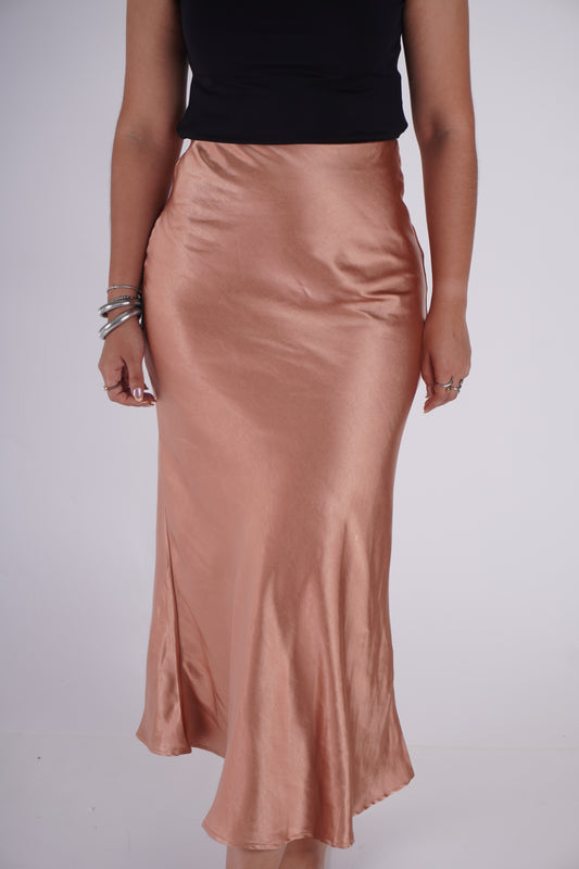 FALDA SATINADA COBRE