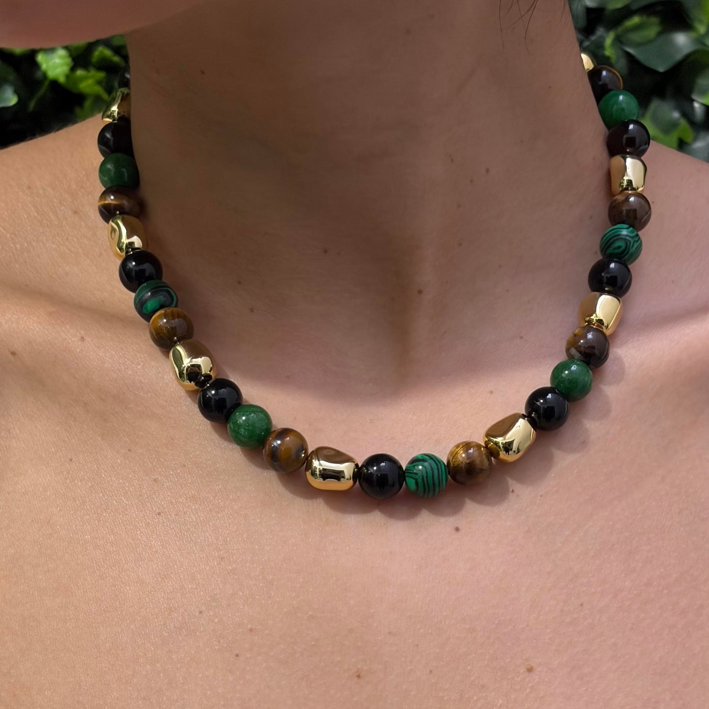 COLLAR FUSION DORADA VERDE